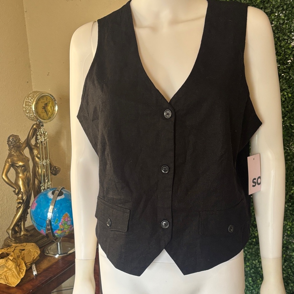 SO Black Button Front Vest # 116